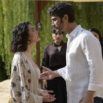 Three people stand outdoors in a scene from Halef: Köklerin Çağrısı Episode 10.